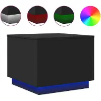 The Living Store Table basse avec lampes LED Noir 50x50x40 cm