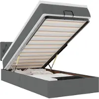 vidaXL Ottomane Lit avec matelas & LEDs gris foncé 80x200 cm Tissu