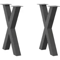 vidaXL Pieds de table de salle à manger en X 2 pcs. Anthracite 60x(72-73) cm Acier