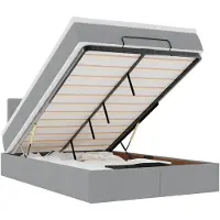 vidaXL Lit ottoman avec matelas & LEDs gris clair 120x200 cm Tissu