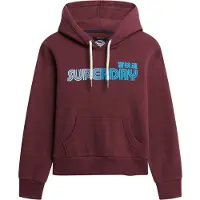 Superdry pour femme. W2012494A Sweat à capuche Faded Core bordeaux (M), Casuel, Coton
