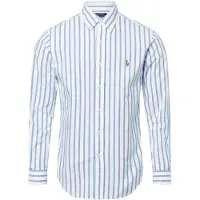 Ralph Lauren pour homme. 710906622001 Chemise Oxford à rayures, ajustée sur mesure, bleue (S), Casuel, Coton, Manche longue