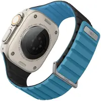 Uniq pasek Revix Evo Apple Watch Series 1/2/3/4/5/6/7/8/9/SE/SE2/Ultra/Ultra2 42/44/45/49mm Réversible (Acier inoxydable, Silicone), Sangles de montre, Bleu, Noir