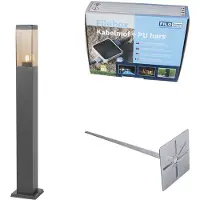 QAZQA Lampadaire d'extérieur moderne gris foncé avec diffuseur fumé 80 cm - Malios