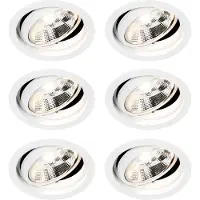 QAZQA Lot de 6 Spot encastrable moderne blanc réglable - Chuck 111