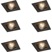 QAZQA Ensemble de 6 spots encastrables carrés noirs orientables - Artemis