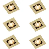 QAZQA Ensemble de 6 spots encastrables carrés en laiton orientables - Artemis