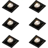 QAZQA Ensemble de 6 spots encastrés carrés orientables noirs - Artemis 70