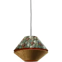 QAZQA Suspension noire avec double abat-jour en velours motif feuille et beige - Combi 1