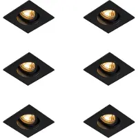 QAZQA Ensemble de 6 spots encastrables modernes noirs 9,3 cm orientables et inclinables - Chuck