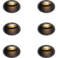QAZQA Ensemble de 6 spots encastrables modernes noirs avec or, rotatifs et inclinables - Alloy
