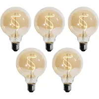 LUEDD Lot de 5 Ampoule LED filament spirale E27 dimmable G95 4W 270lm 2700K