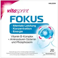 Pfizer Vitasprint Focus sticks directs Vitamine B5 pour les performances mentales, la concentration et l'énergie, 20 sticks. Sachets