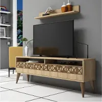 Skye Decor , Line - Oak, meuble TV, chêne, panneaux de particules 100 % mélaminés, 150 x 30 x 50 cm