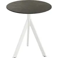Essentials Table de terrasse Infinity Tripod, structure blanche + plateau HPL effet marbre Midnight Ø70 cm, 1 pièce