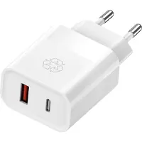 Upström UPSTRM Charger 30W Dual USB-A USB-C (30 W, 2 ports), Chargeur USB, Blanc
