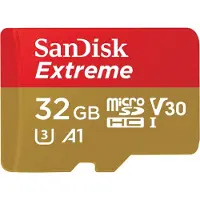 SanDisk Extreme UHS-I V30 (32 Go, microSDHC, U3, UHS-I), Carte mémoire, Or, Rouge