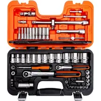 Bahco S560 - Jeu de douilles 12 pans 1/4'' et 1/2'' métrique et cliquet à tête fine
