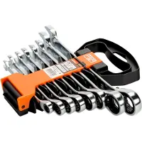 Bahco Metric Combination Ratchet Wrench Set 8 Units Argenté