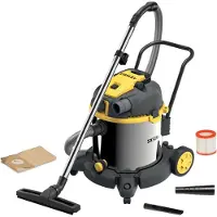 Stanley Poubelle aspirante pour déchets solides et liquides en acier inoxydable, 50 litres, 1 600 W, SXVC50XTDE