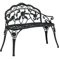 vidaXL Banc de jardin 100 cm fonte d'aluminium noir - Banc de jardin - Banc de terrasse - Banc de terrasse