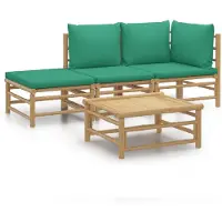 vidaXL 4 pcs. Garden Lounge Set with Green Coussins Bamboo - Garden Lounge Set - Garden Lounge Sets - Lounge Set - Garden Furniture Set