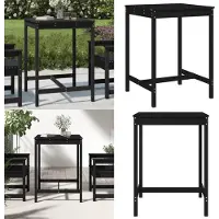 vidaXL Table de jardin noire 82,5x82,5x110 cm Pin massif - Table de jardin - Tables de jardin - Table d'extérieur - Table de terrasse