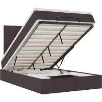vidaXL Lit ottoman avec matelas & LEDs Marron foncé 120x200 cm Tissu