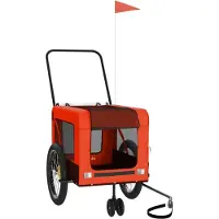 vidaXL Remorque pour vélo Chiens Orange et noir Tissu Oxford & fer