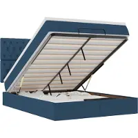 vidaXL Lit ottoman avec matelas bleu 140x190 cm Tissu