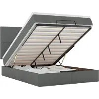 vidaXL Ottoman-lit avec matelas & LEDs gris foncé 140x190 cm Tissu