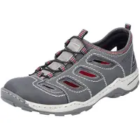 Rieker Chaussure de sport à lacets gris foncé / rouge / blanc