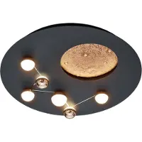 TRIO Plafonnier LED ZODIAC 42 W, de 2 700 à 3 500 K, 5 100 lm, métal noir, dimensions : 10 x 50 x 50 cm, IP20,
