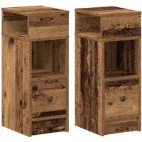 vidaXL Tables de chevet 2 pcs avec tiroir bois ancien 25 x 31 x 66 cm