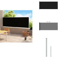 vidaXL Marquise latérale extensible 180x500 cm Noir - Parasols & Protection solaire