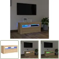 vidaXL Armoire TV avec lampes LED Chêne Sonoma 90x35x40 cm - Meuble TV