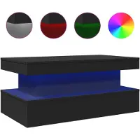 The Living Store Table basse avec lampes LED Noir 90x50x40 cm