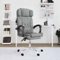 vidaXL Chaise de bureau avec fonction de massage Tissu gris clair - Chaise de bureau avec fonction de massage - Chaise de bureau électrique