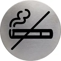 Durable Picto "No Smoking" Rond Argent Acier inoxydable