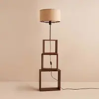 Opviq , AYD-3472, Lampadaire en bois, 100 % tissu, beige, 20 x 20 x 37 cm