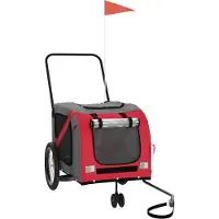 vidaXL Remorque pour vélo Chiens Rouge et Gris Tissu Oxford et fer