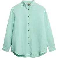 Superdry Casual Linen Boyfriend Long Sleeve Shirt Vert L Femme