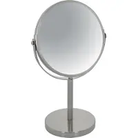 Spirella miroir de maquillage miroir à poser miroir de salle de bain "Sydney" grossissement 2x - Ø 17cm - argent mat