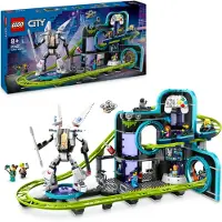 LEGO City montagnes russes avec robot-Mech, parc d'attractions jouet, set de jeu pour garçons et filles à partir de 8 ans, cadeau pour enfants créatifs 60421
