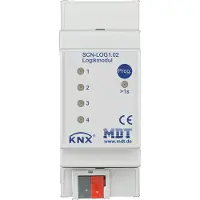 MDT SCN‑LOG1.02 Module logique KNX, 24 fonctions, 4 LED, 2 TE, IP20, 1 pièce.