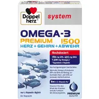 Queisser Pharma GmbH & Co. KG Doppelherz system Omega-3 Premium 1500 gélules coeur + cerveau + défense, 60 gélules