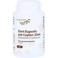 Vitaworld Cannelle en gélules à la cannelle de Ceylan | 100 gélules | 1500 mg de cannelle par dose journalière | avec chrome, zinc & magnésium | végétalien