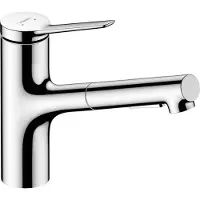 Hansgrohe robinet de cuisine monocommande Zesis M33, 150 cm, technologie EcoSmart, douchette extractible, 2 jets, finition chrome