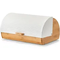 Zeller Boîte À Pain - - 25366 - Bambou Et Métal - 39 X 27 X 19 Cm - Blanc