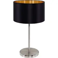 Eglo Lampe de Table Maserlo Noir Nickel Or Tissu Ø23cm Max. 60W E27 Interrupteur